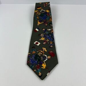 The Save The Children Collection "Children of the Continents" Green Silk Necktie